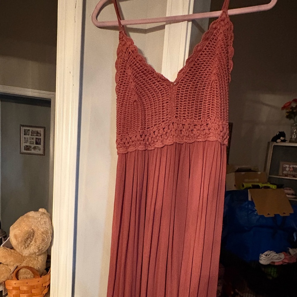 NWOT Blush Crochet Lace Maxi Dress in Rust